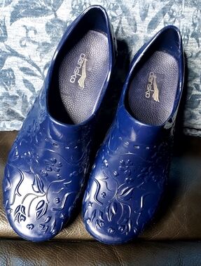 Dansko Navy Blue Pixue Floral Slip-On Clogs